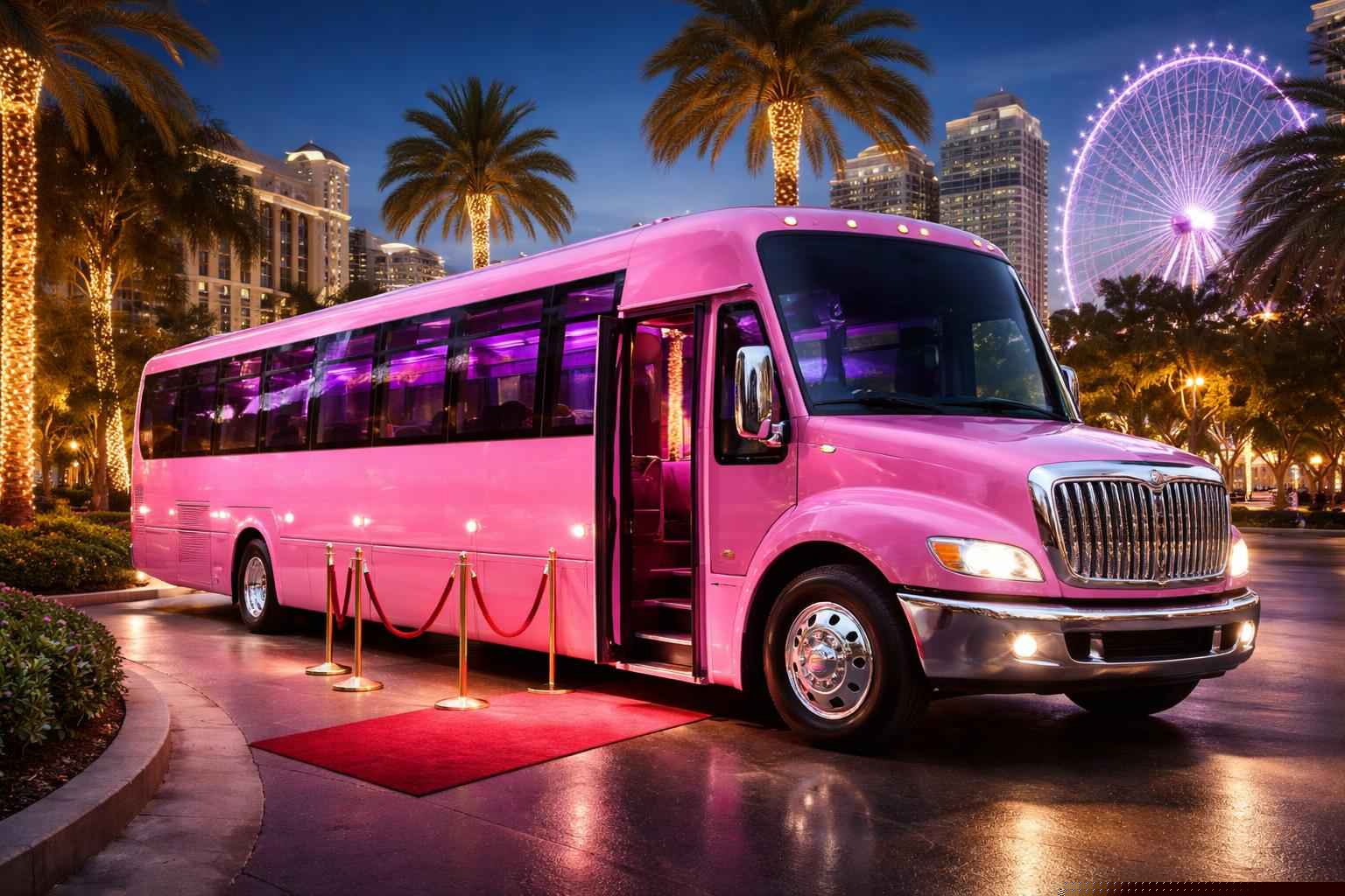 Pink Party Bus Rental Services in Orlando Florida