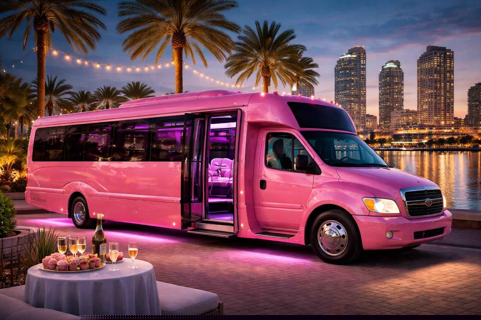 Pink Party Bus Rental Services in Tampa Florida