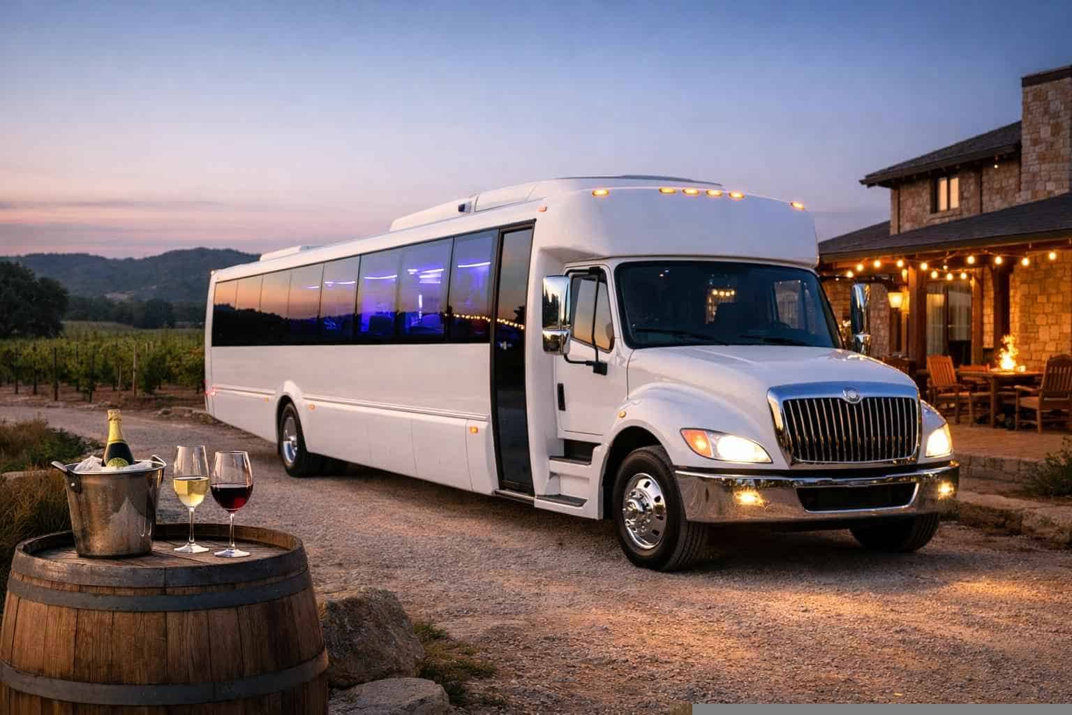 White Party Bus Rental Services in Johnson City Texas