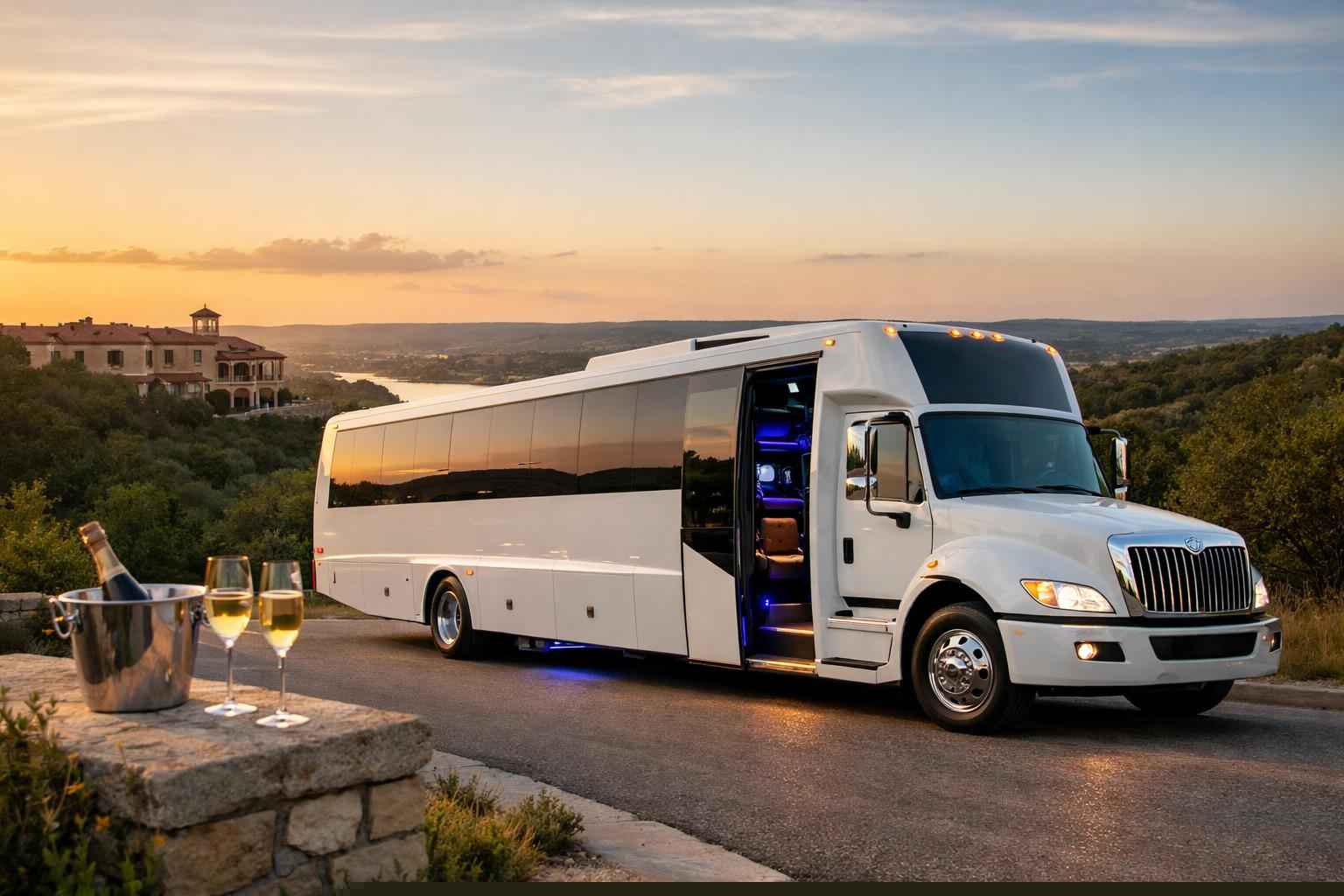 White Party Bus Rental Services In Kerrville Texas