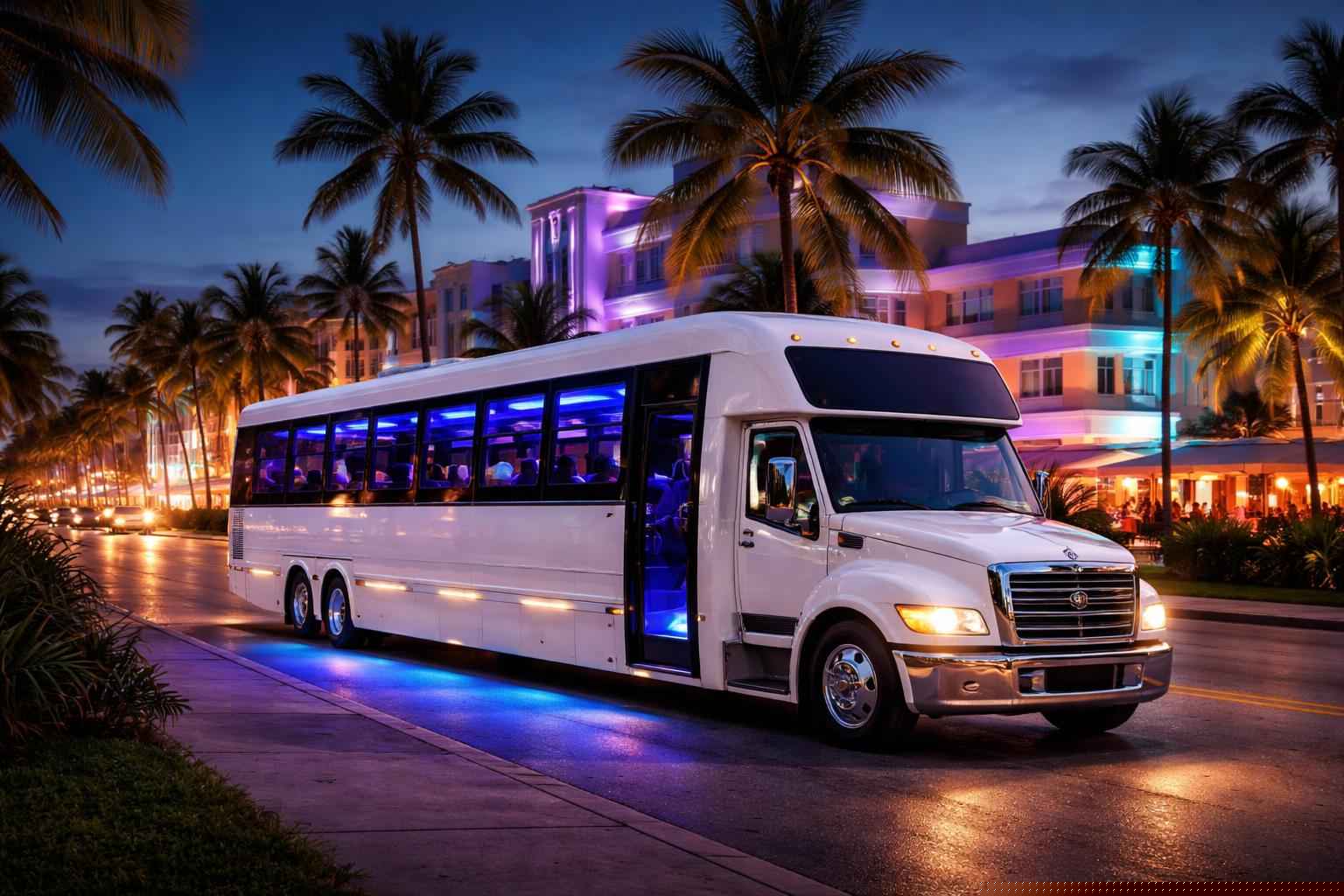 White Party Bus Rental Services in Miami Florida