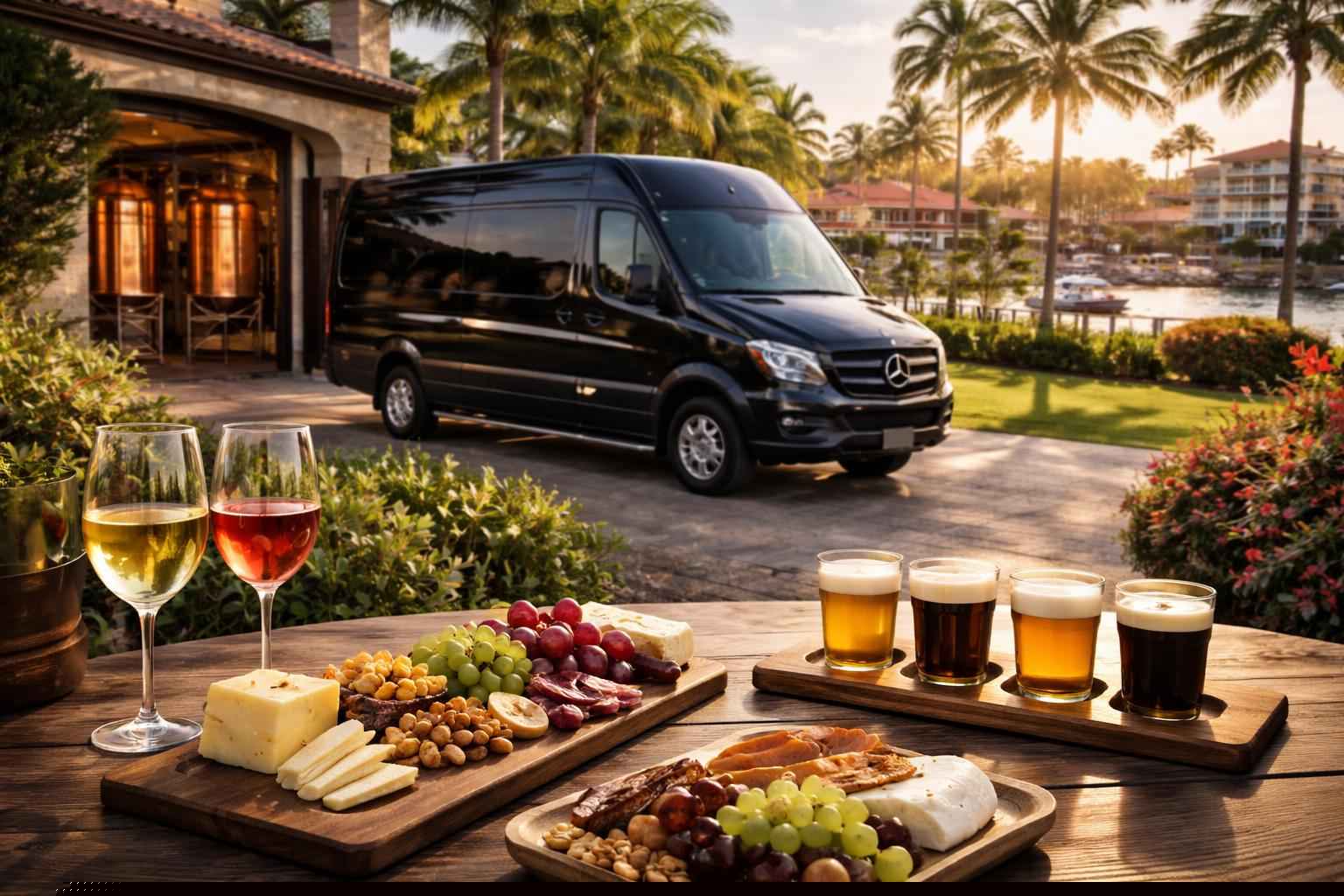 Can you handle multi-stop winery brewery city tours around Cape Coral Florida