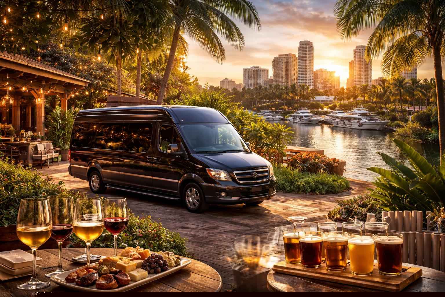 Can you handle multi stop winery brewery city tours around Hollywood Florida