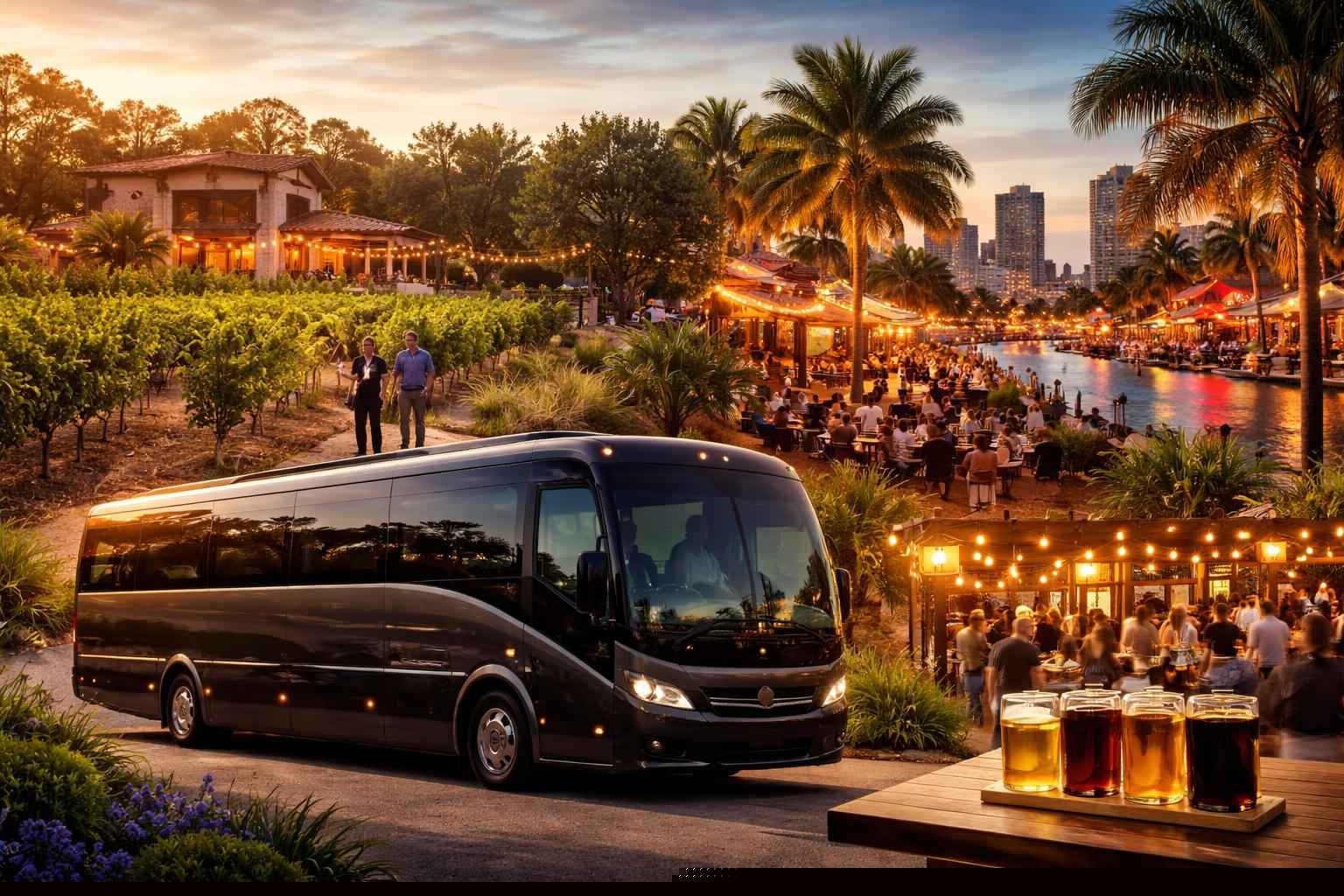 Can you handle multi-stop winery brewery city tours around Pembroke Pines Florida?