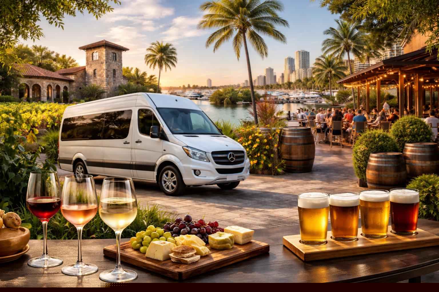 Can you handle multi-stop winery brewery city tours around Port St. Lucie Florida?