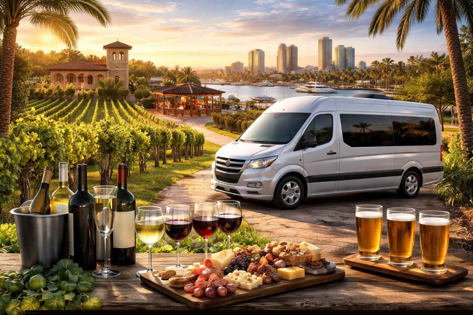 Can you handle multi-stop winery brewery city tours around Port St. Lucie Florida?