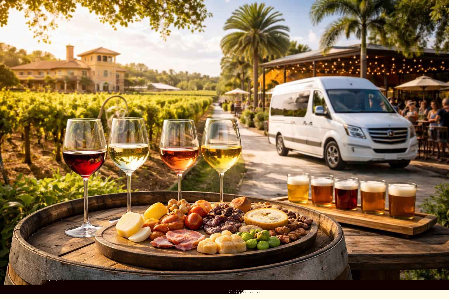 Can you handle multi-stop winery brewery city tours around Port St. Lucie Florida?