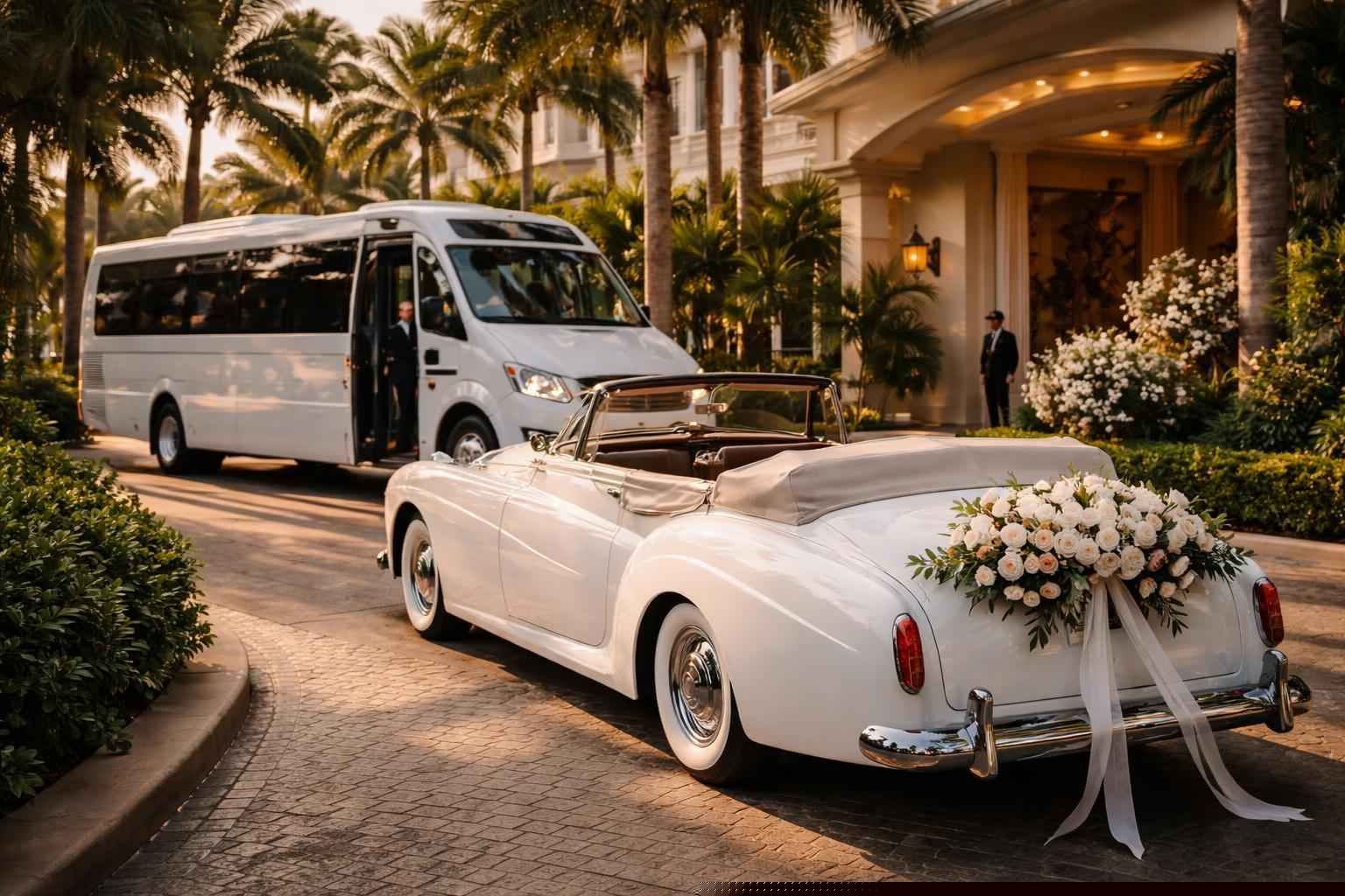 Do You Provide Wedding Day Shuttles And A Classic Or Vintage Getaway Car In Hollywood Florida