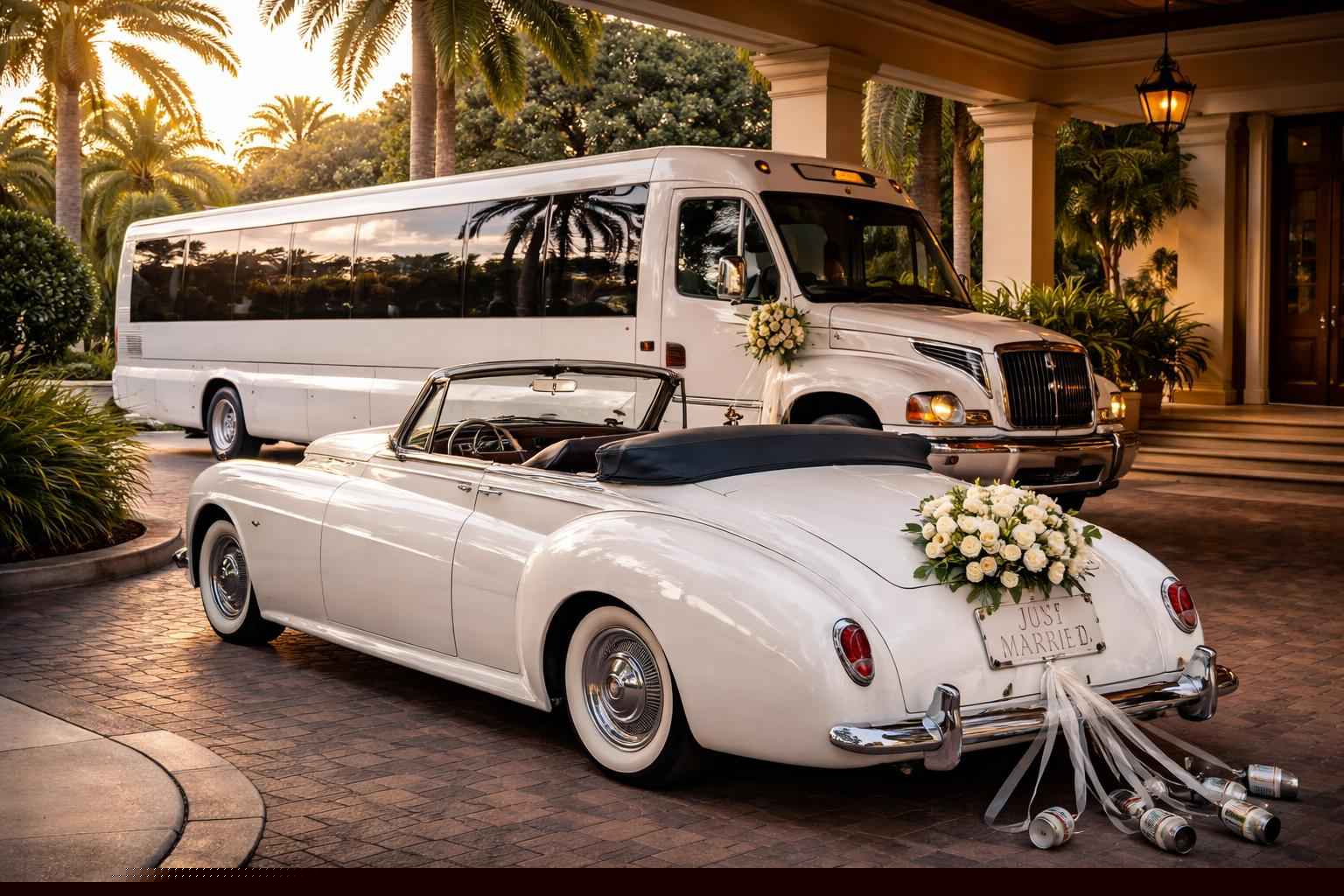 Do You Provide Wedding Day Shuttles And A Classic Or Vintage Getaway Car In Miramar Florida?