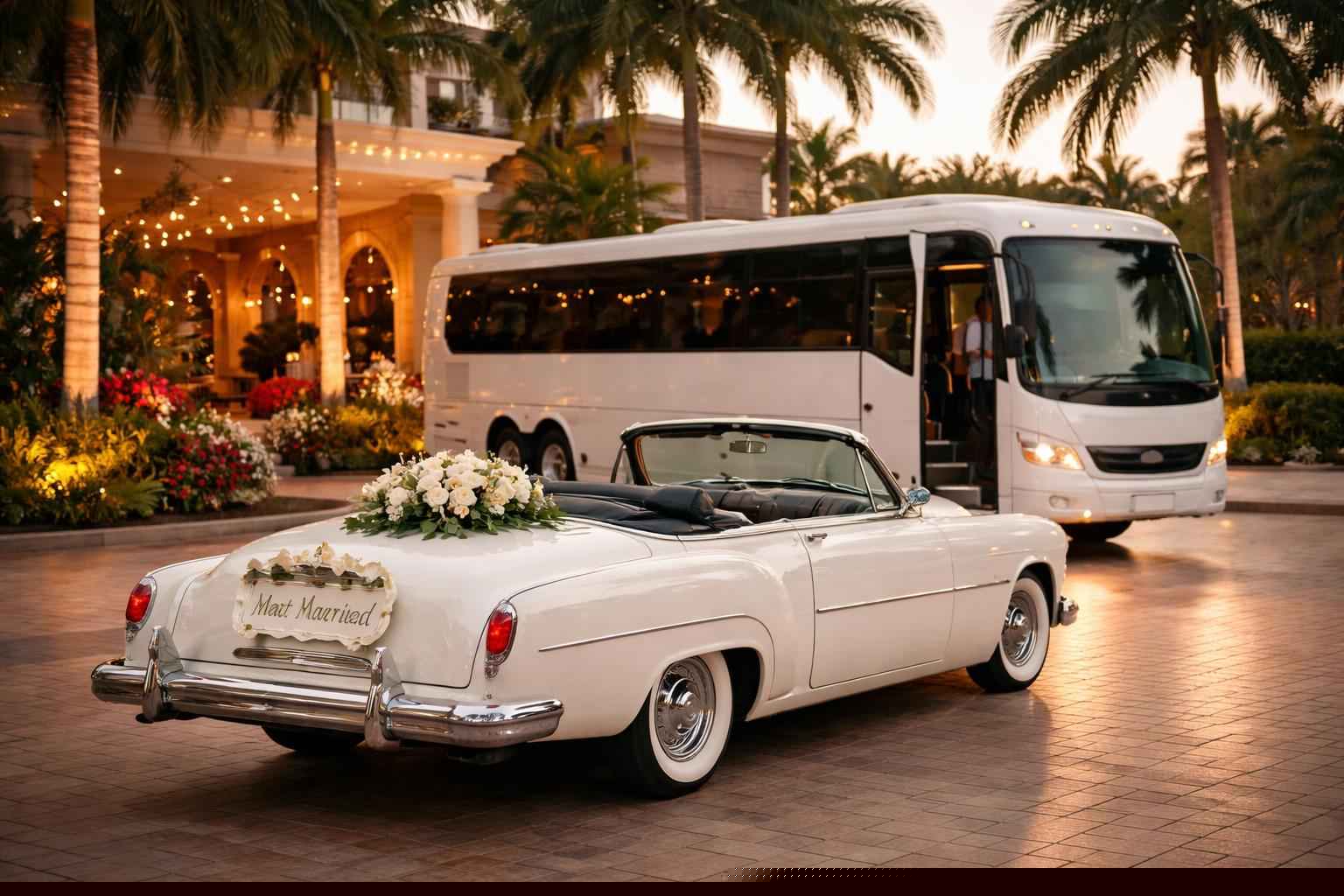 Do You Provide Wedding Day Shuttles And A Classic Or Vintage Getaway Car In Miramar Florida?