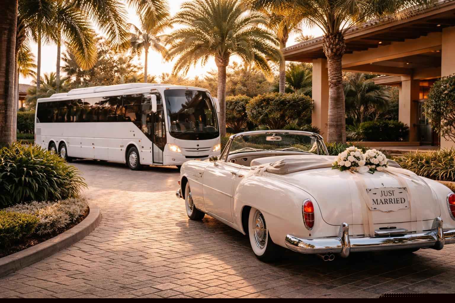 Do You Provide Wedding Day Shuttles And A Classic Or Vintage Getaway Car In Miramar Florida?