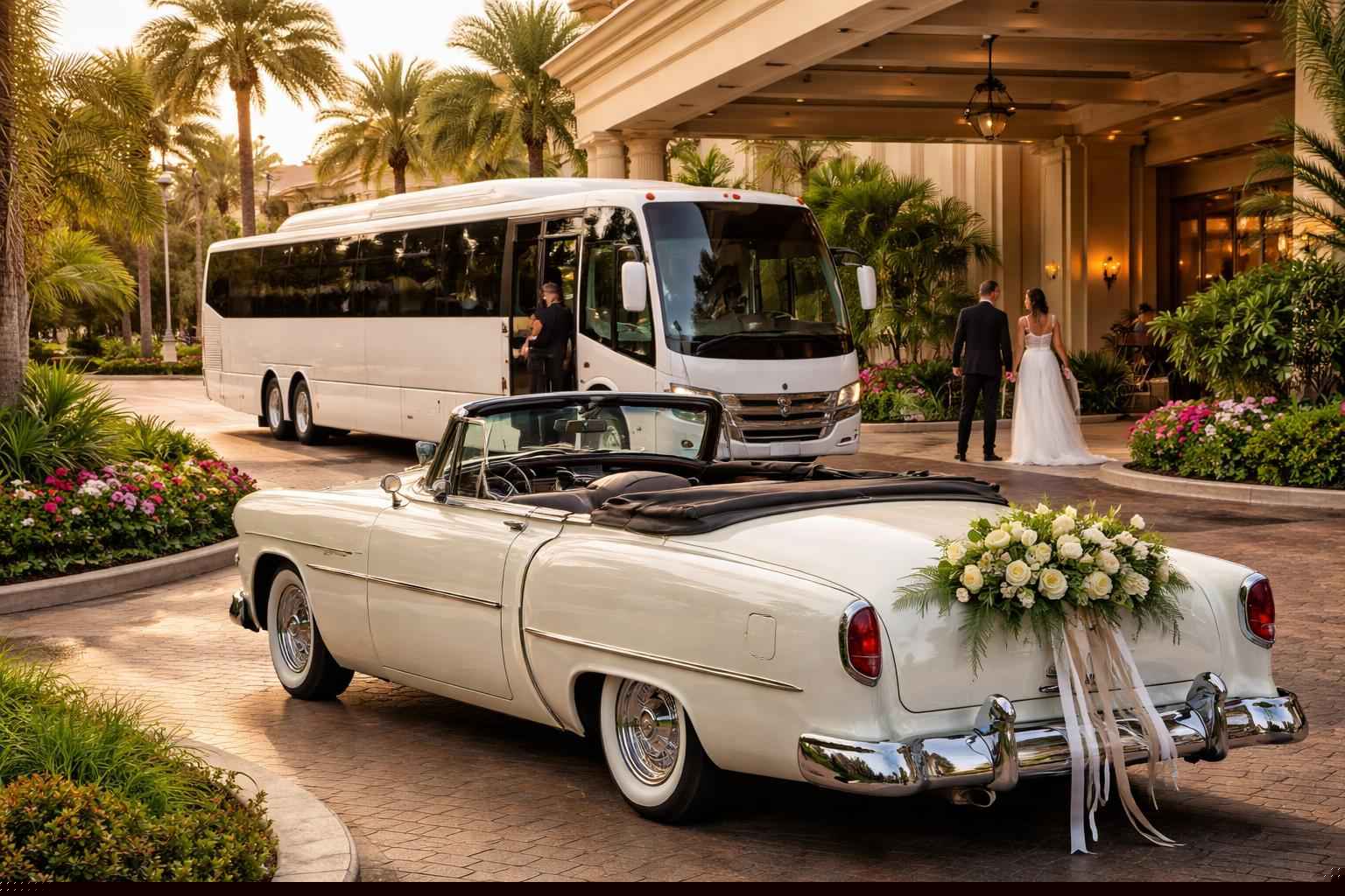 Do You Provide Wedding Day Shuttles And A Classic Or Vintage Getaway Car In Miramar Florida?