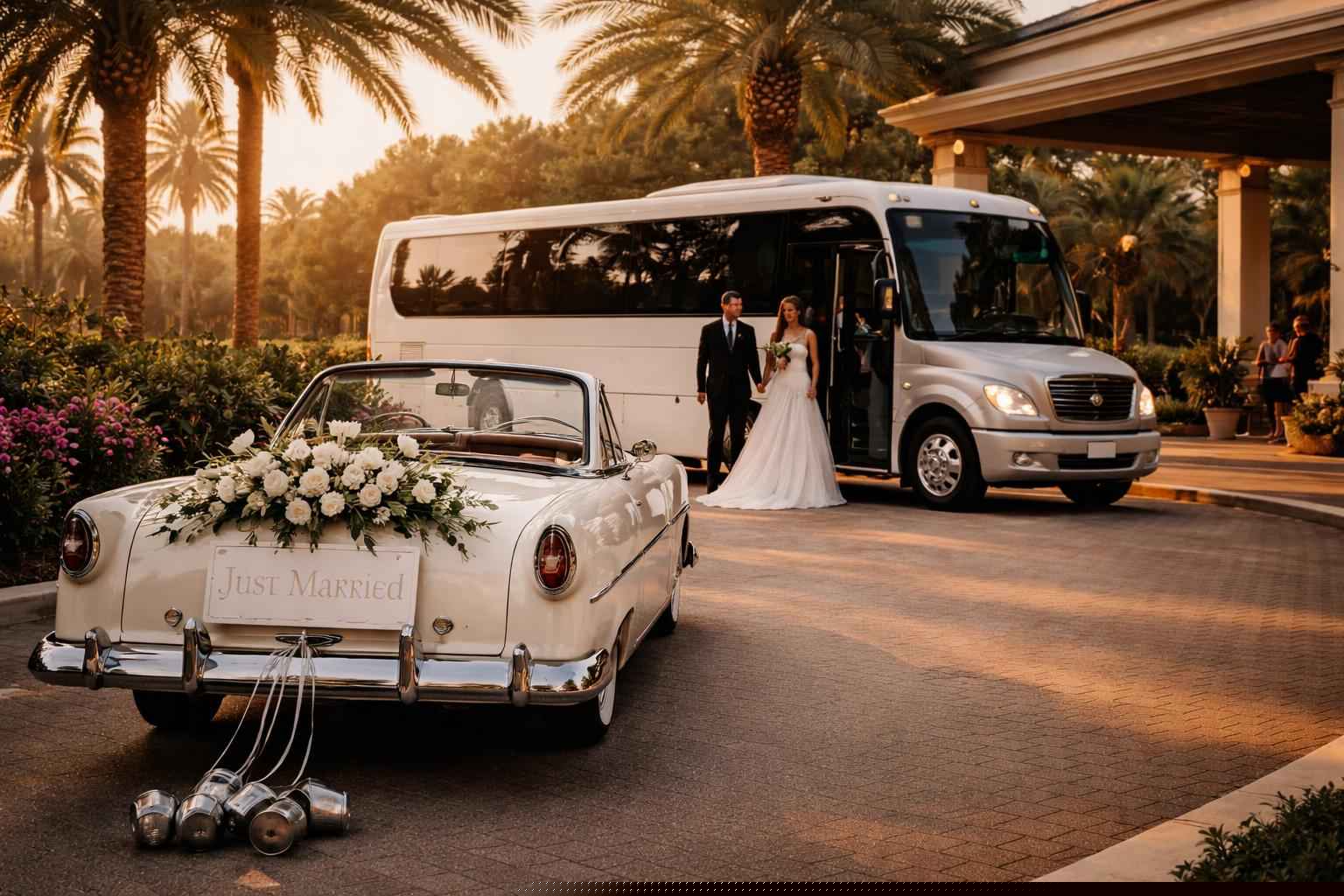 Do You Provide Wedding Day Shuttles And A Classic Or Vintage Getaway Car In Miramar Florida?
