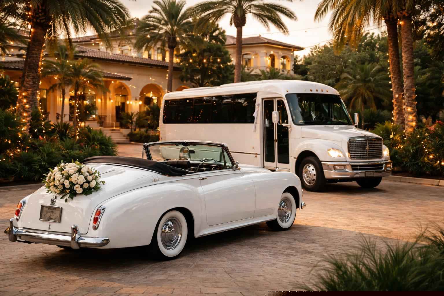 Do You Provide Wedding Day Shuttles And A Classic Vintage Getaway Car In Cape Coral Florida?