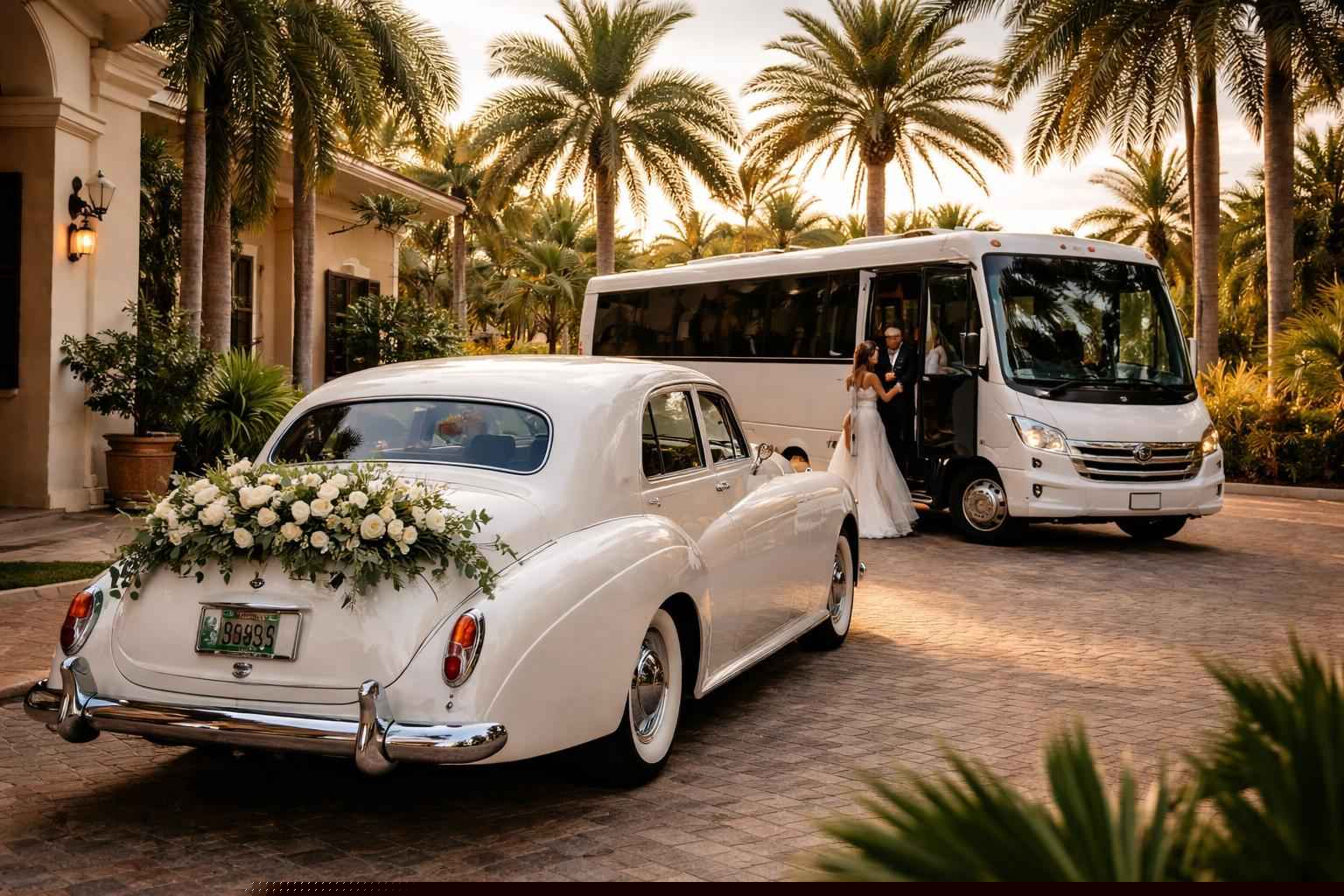 Do You Provide Wedding Day Shuttles And A Classic Vintage Getaway Car In Cape Coral Florida?