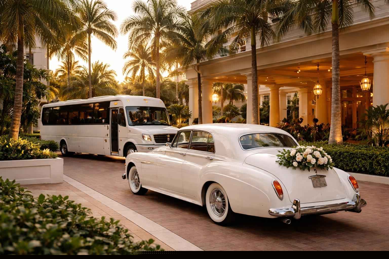 Do You Provide Wedding Day Shuttles And A Classic Vintage Getaway Car In Fort Lauderdale Florida