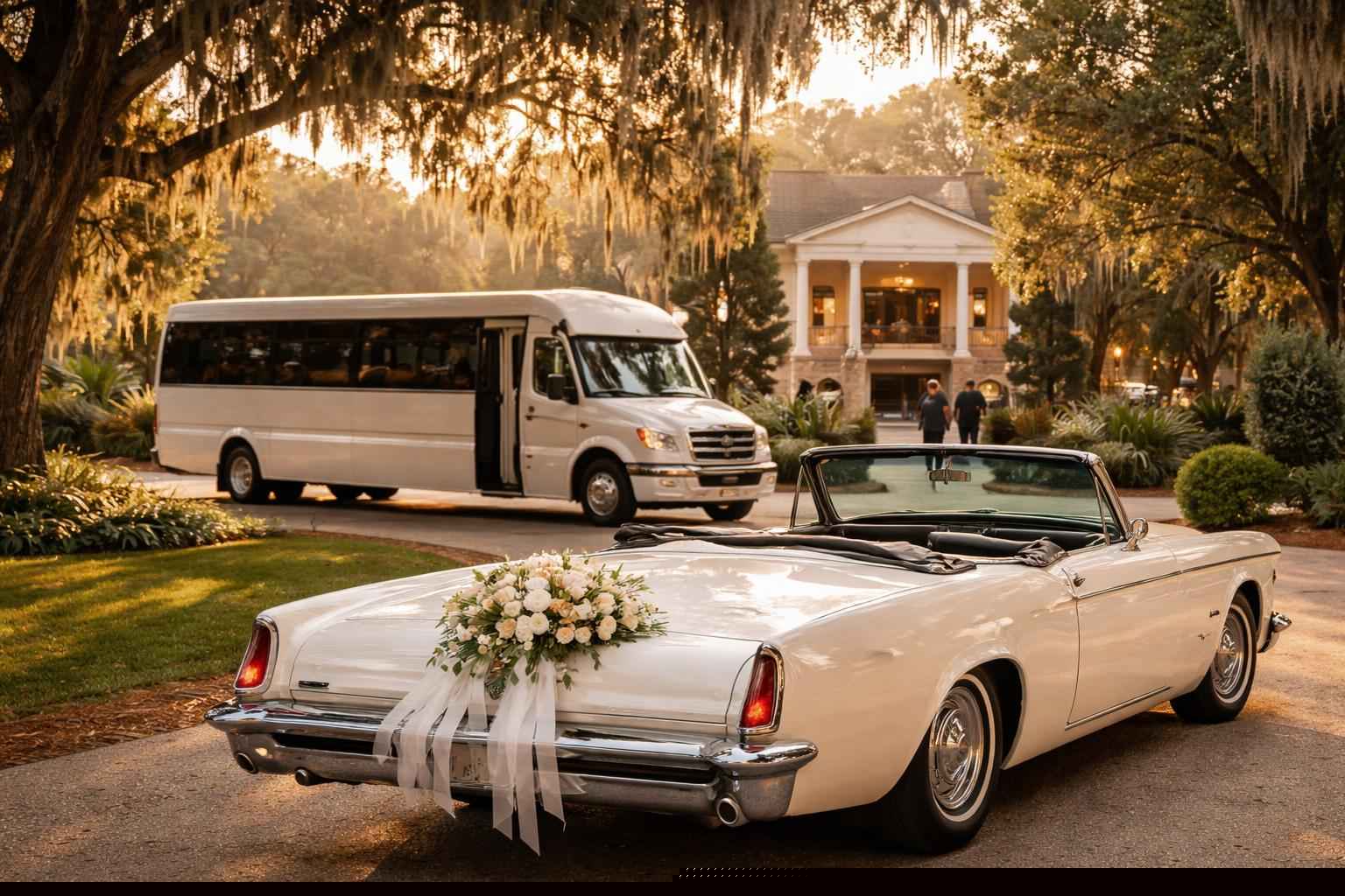 Do You Provide Wedding Day Shuttles And A Classic Vintage Getaway Car In Gainesville Florida?