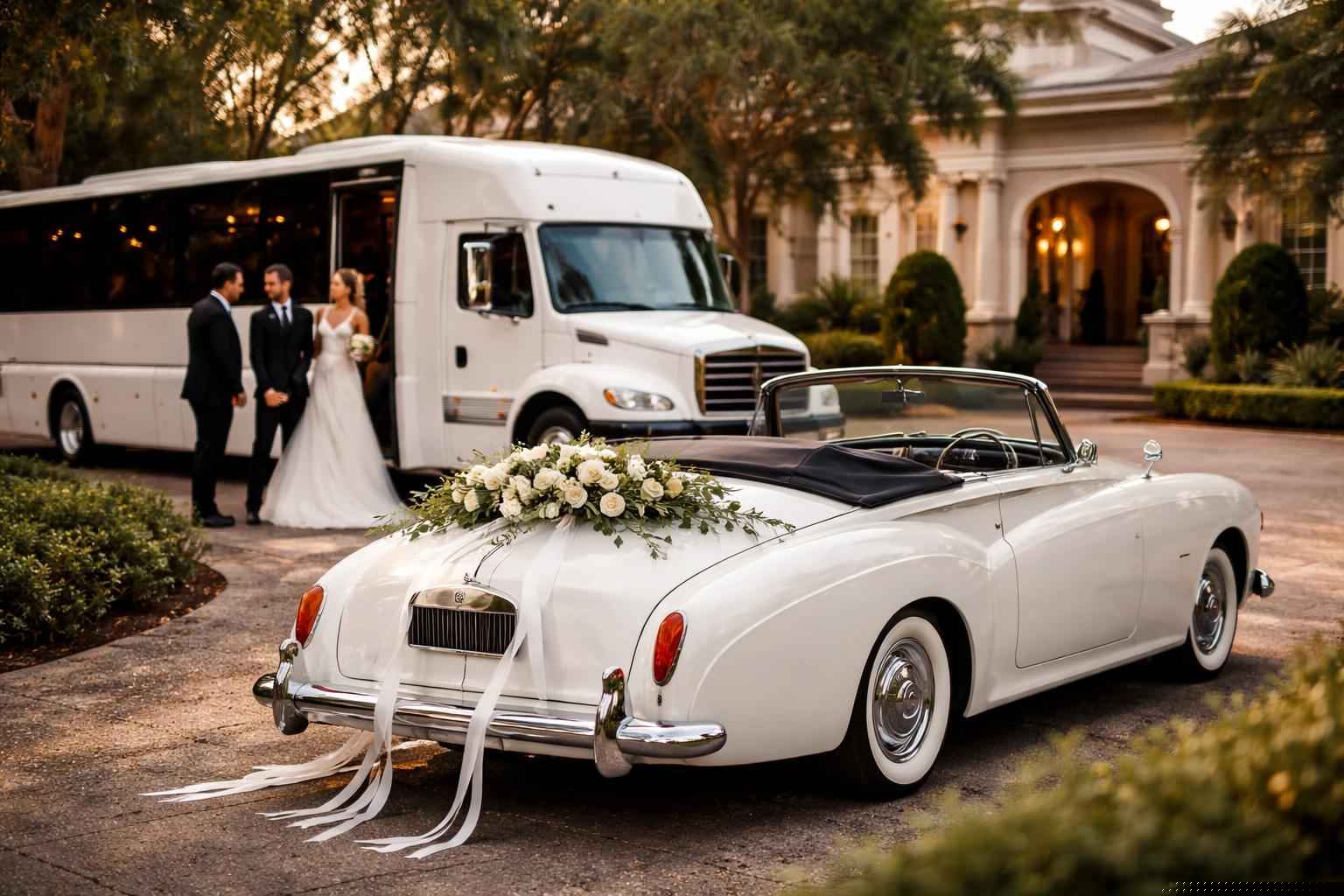 Do You Provide Wedding Day Shuttles And A Classic Vintage Getaway Car In Gainesville Florida?
