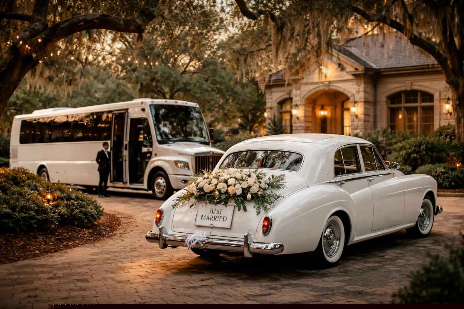 Do You Provide Wedding Day Shuttles And A Classic Vintage Getaway Car In Gainesville Florida?
