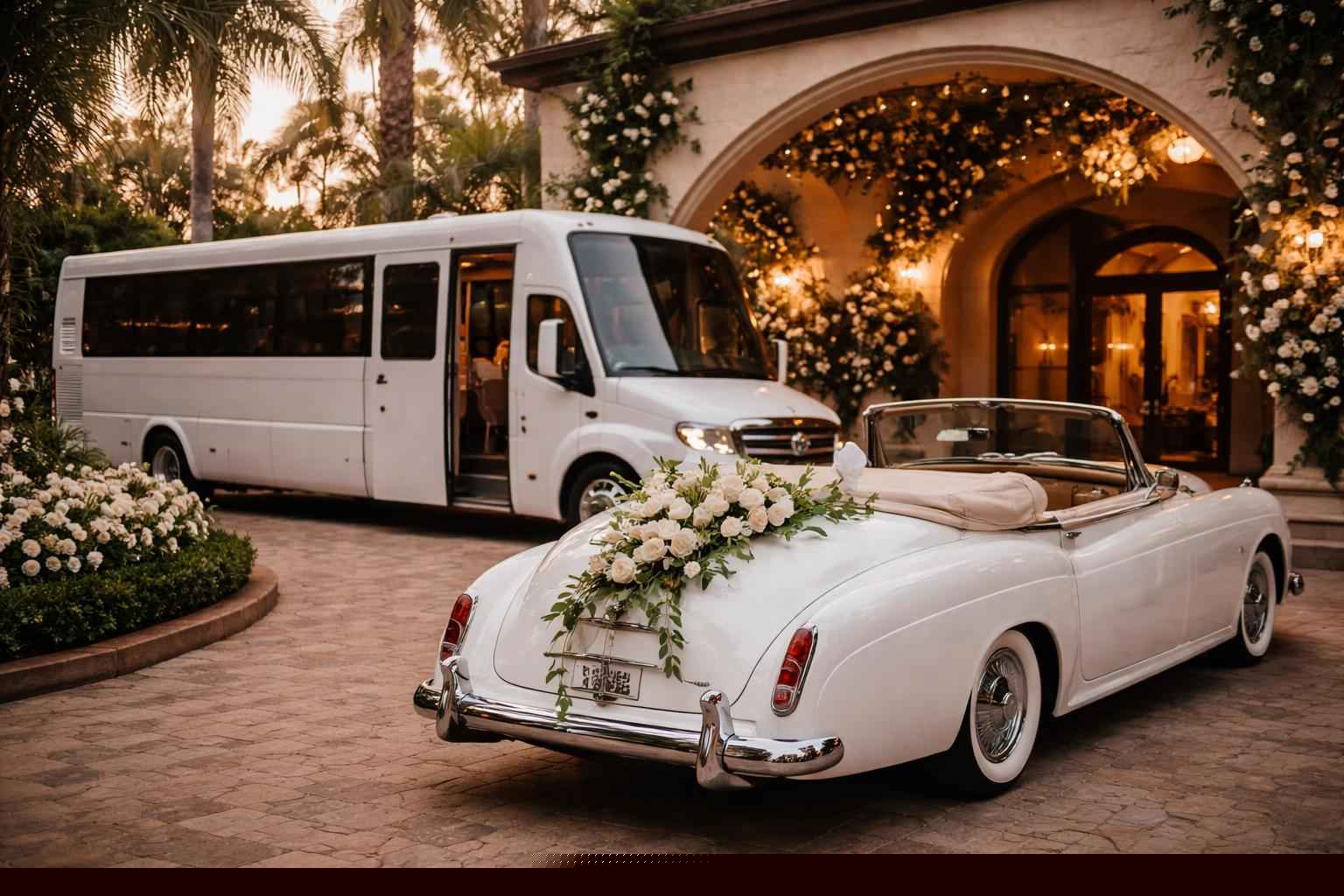 Do you provide wedding day shuttles and a classic vintage getaway car in Hialeah Florida?