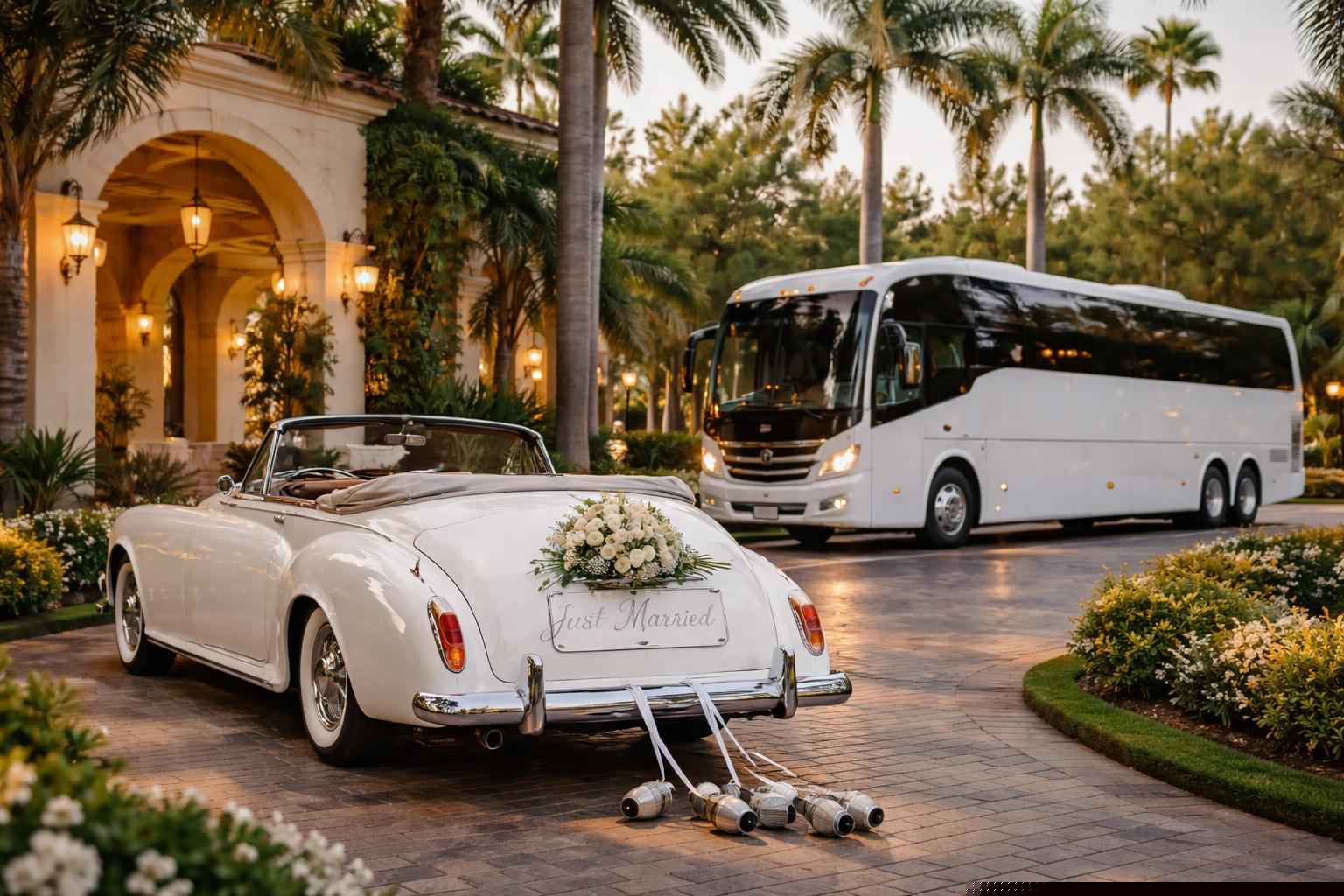 Do You Provide Wedding Day Shuttles And A Classic Vintage Getaway Car In Pembroke Pines Florida?