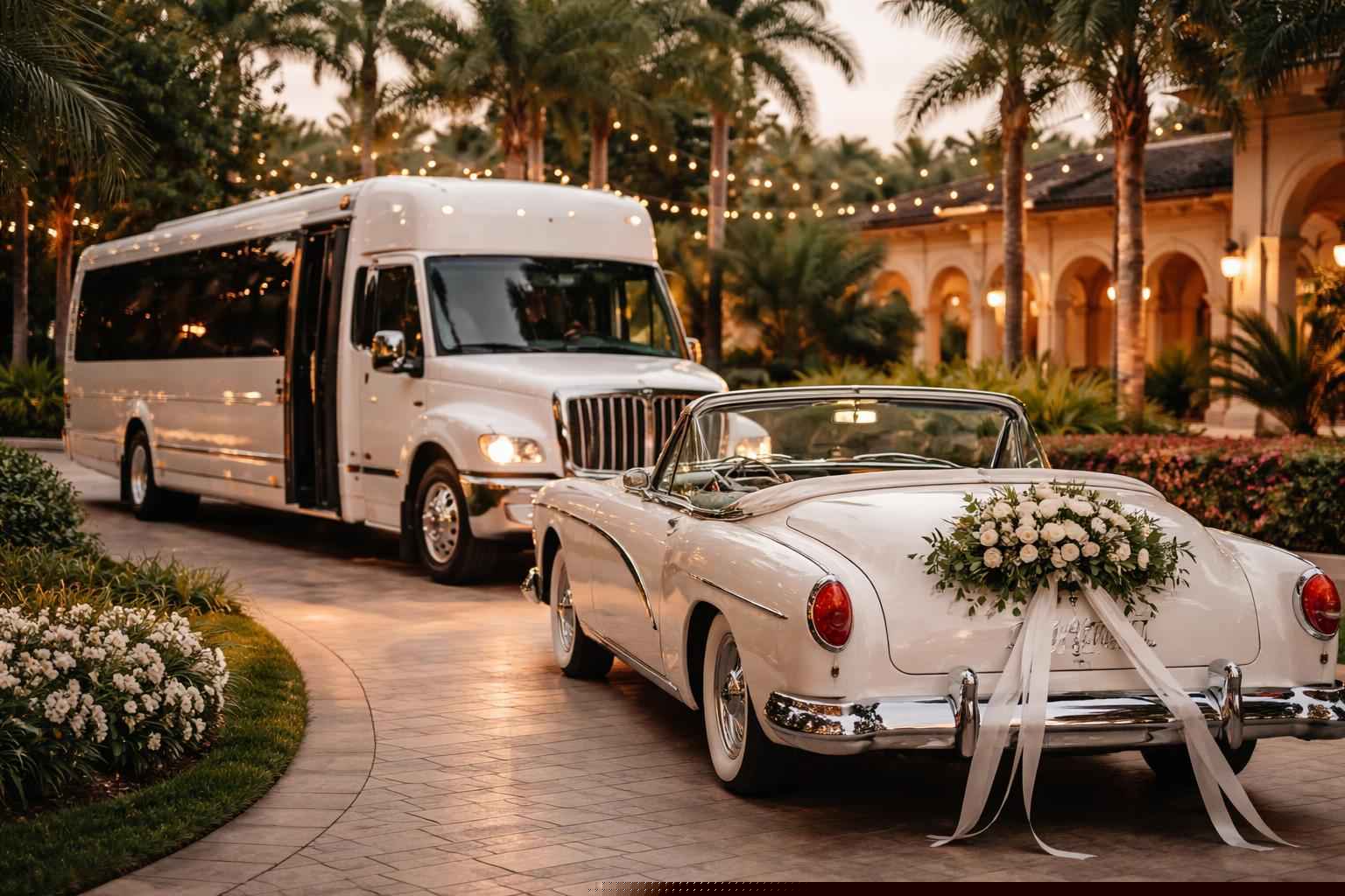 Do You Provide Wedding Day Shuttles And A Classic Vintage Getaway Car In Pembroke Pines Florida?