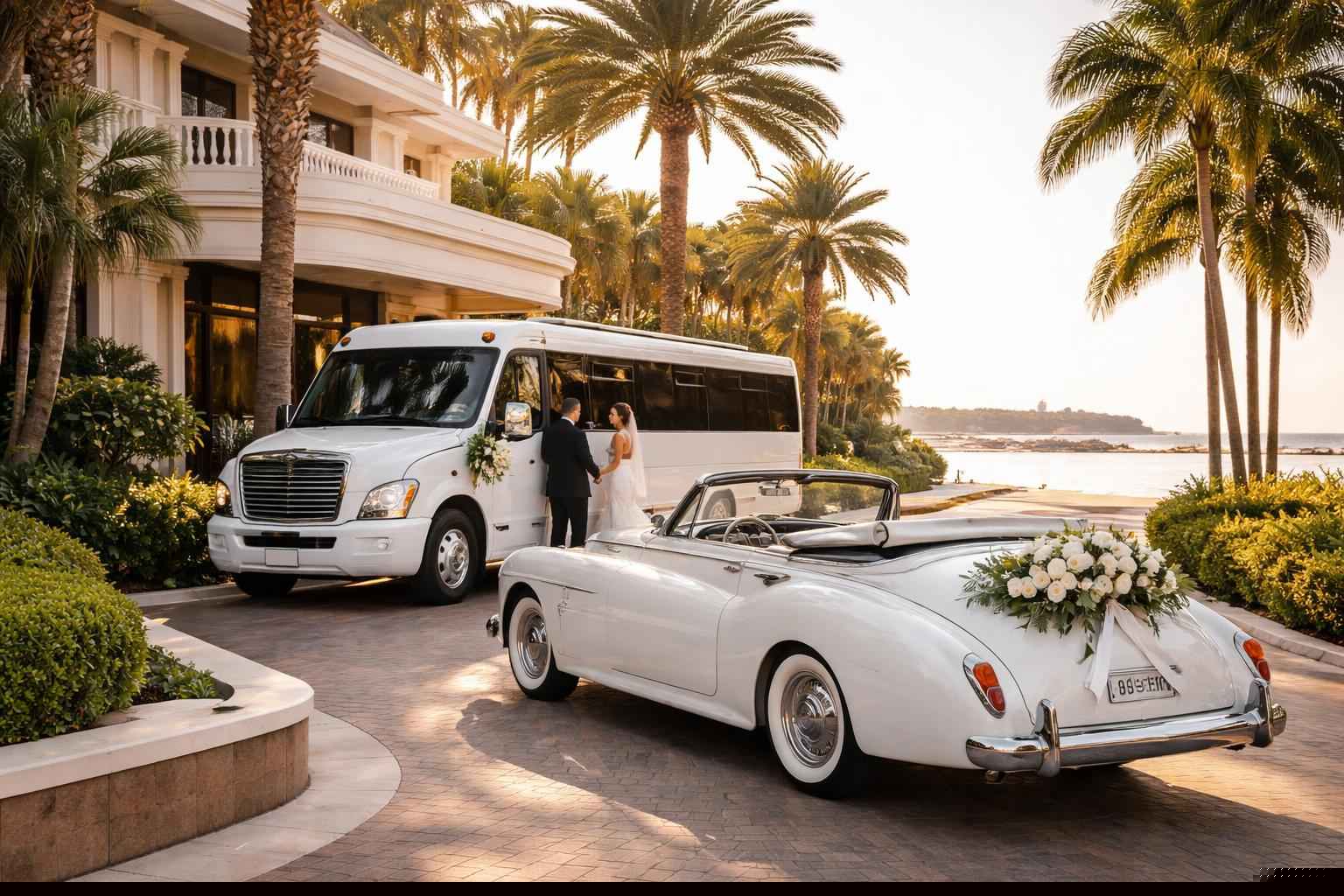 Do you provide wedding day shuttles and a classic vintage getaway car in St. Petersburg Florida?