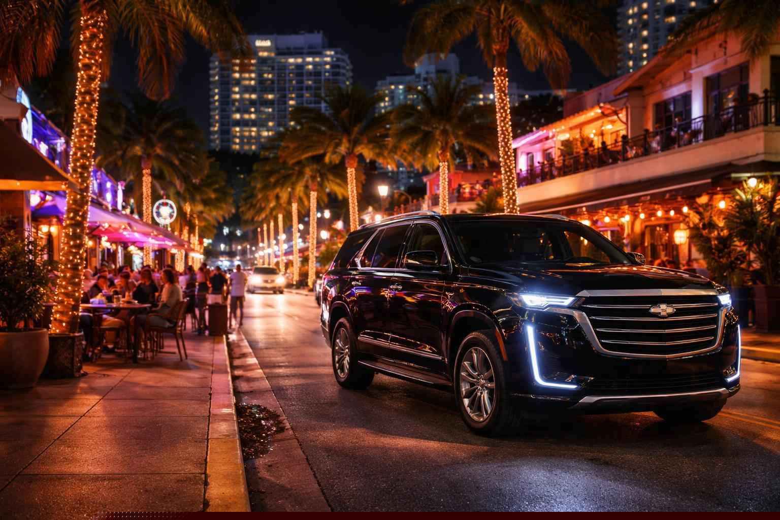 Do you service nightlife areas and downtown districts in Hollywood Florida for hourly charters?