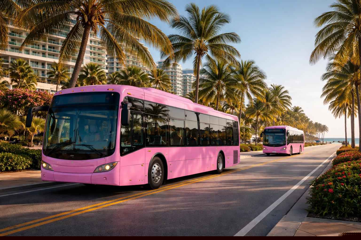 Fort Lauderdale Florida Pink Buses
