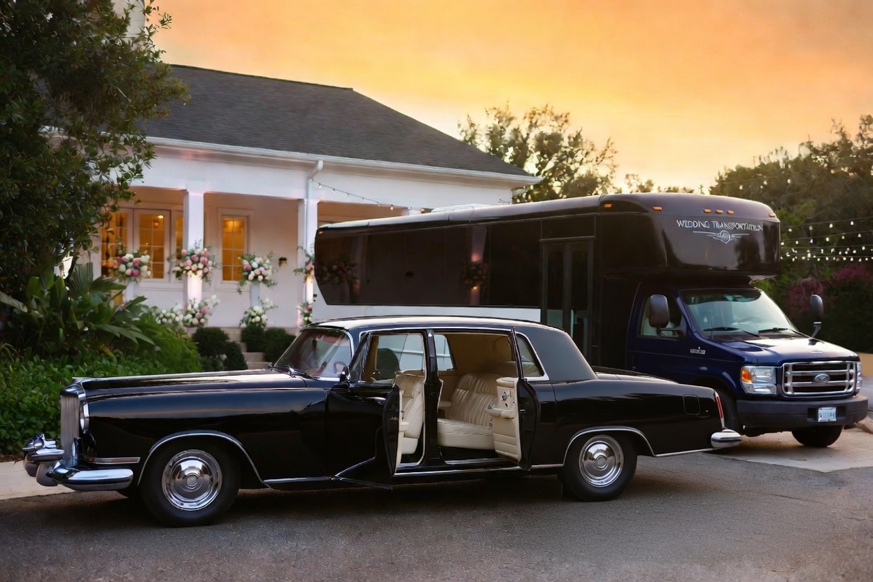 Do you provide wedding day shuttles and a classic vintage getaway car in Tallahassee Florida?