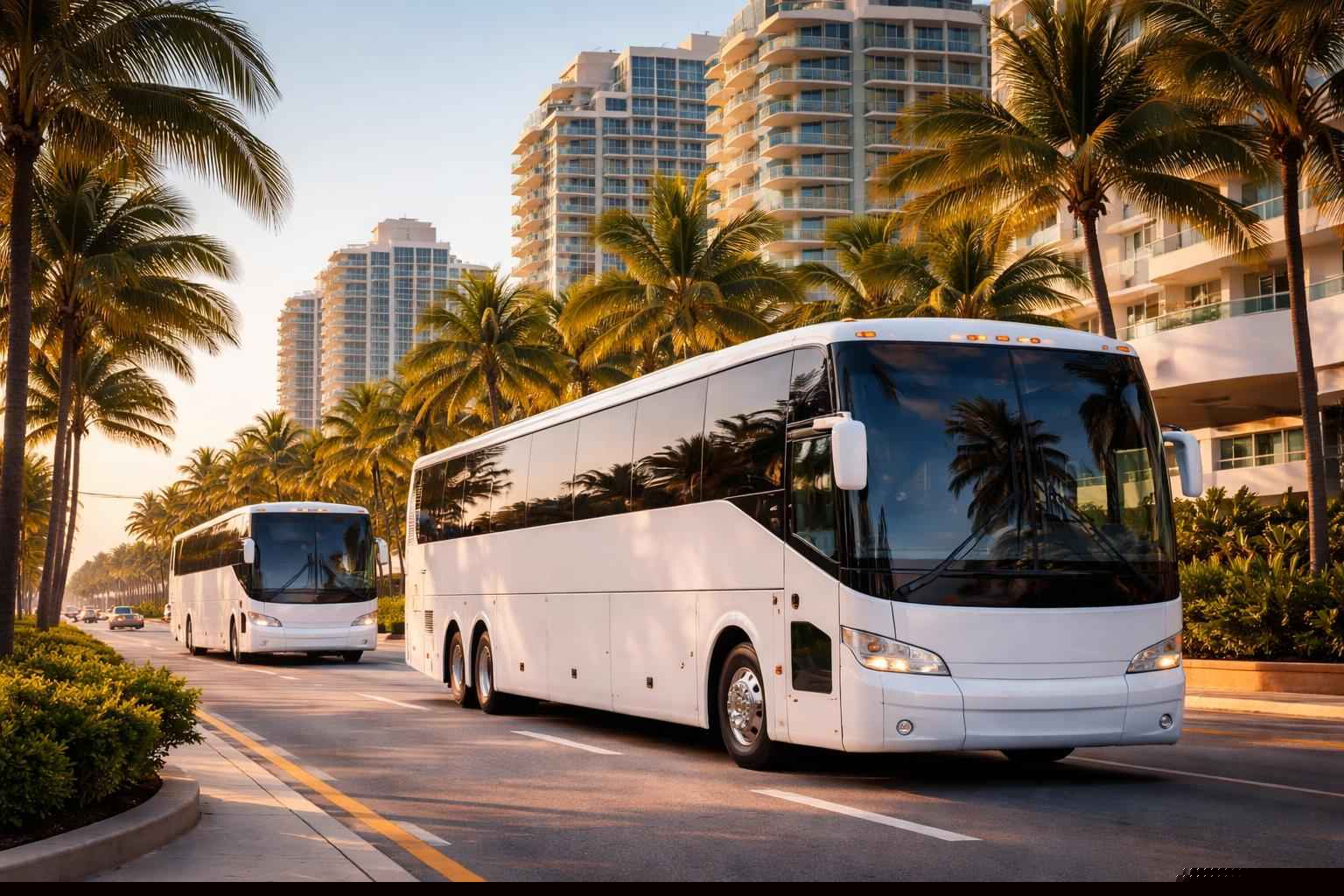 Hollywood Florida White Buses