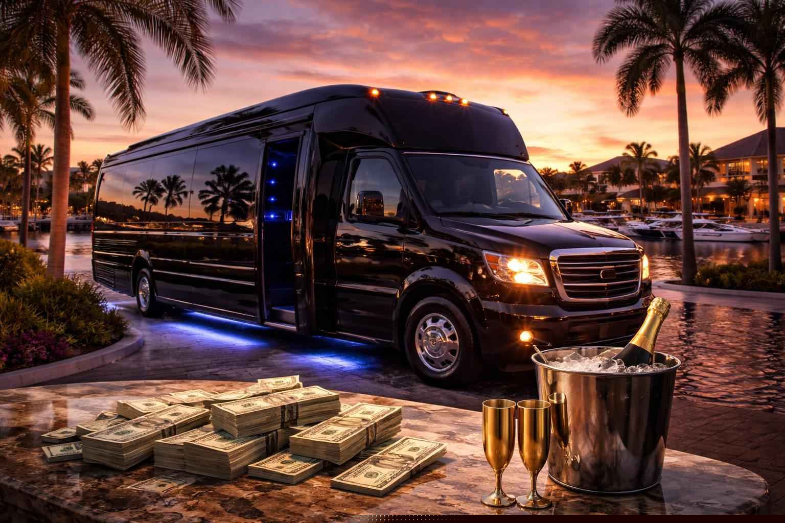 How much does black party bus rental cost in Cape Coral Florida