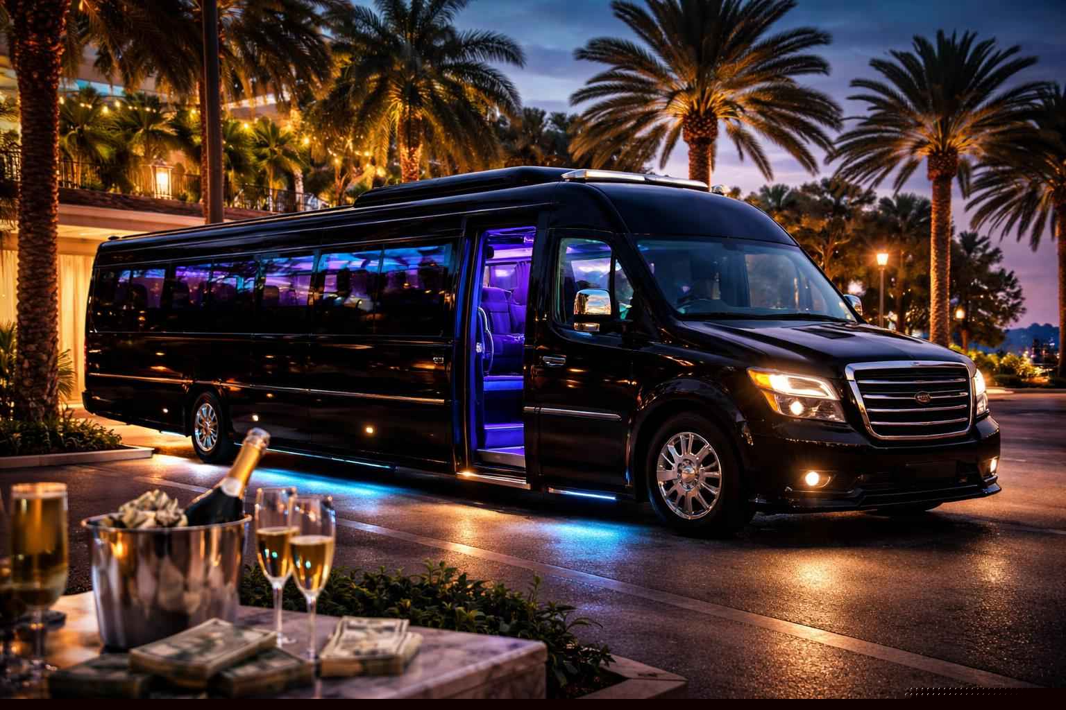 How much does limo bus rental cost in Hollywood Florida?