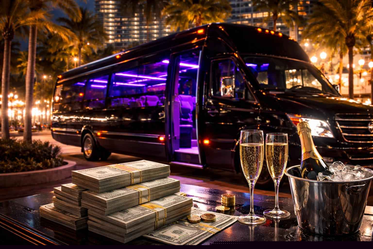 How much does party bus rental cost in Hollywood Florida?
