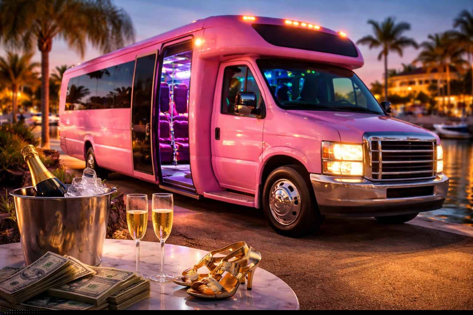 How much does pink party bus rental cost in Cape Coral Florida?