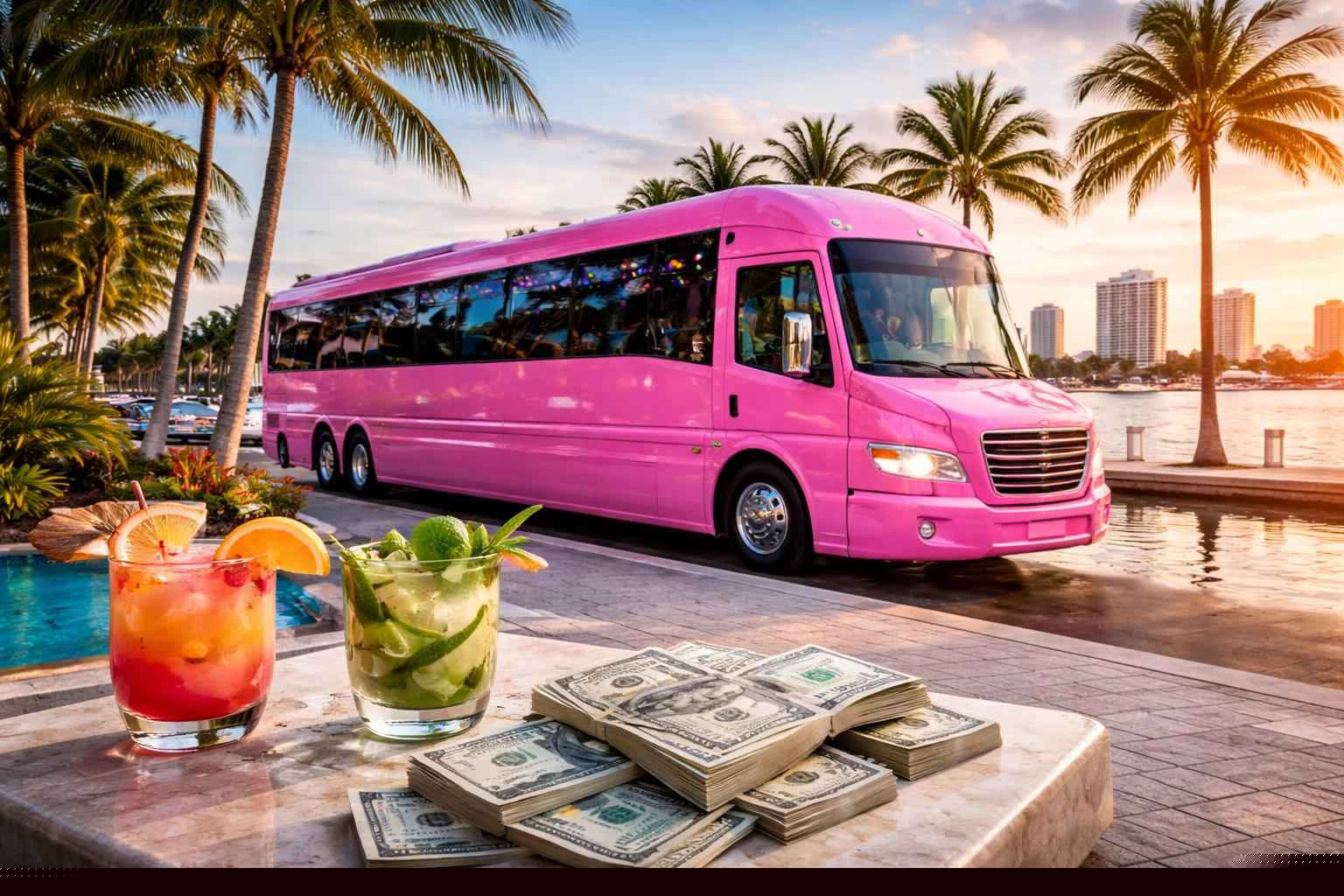 How Much Does Pink Party Bus Rental Cost in Fort Lauderdale Florida