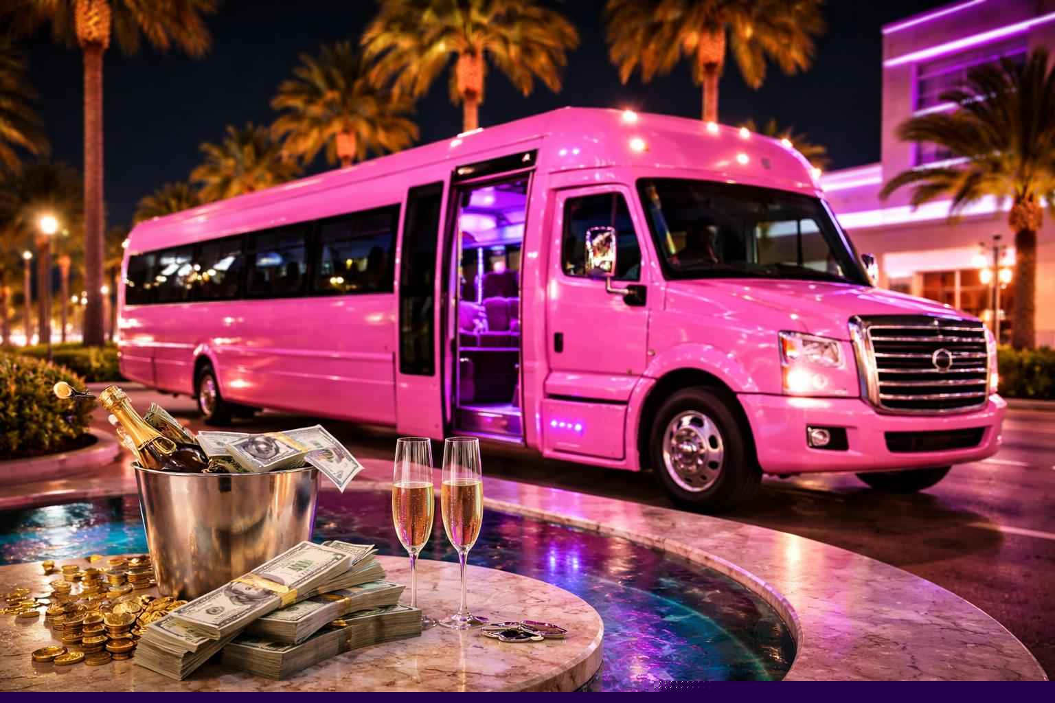 How Much Does Pink Party Bus Rental Cost In Hollywood Florida