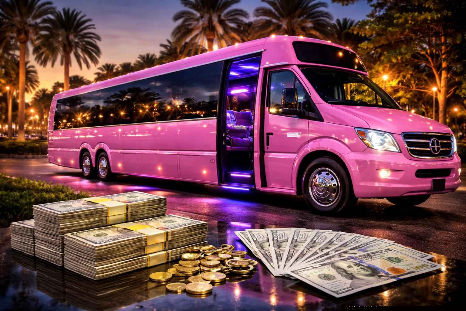 How Much Does Pink Party Bus Rental Cost In Miramar Florida?
