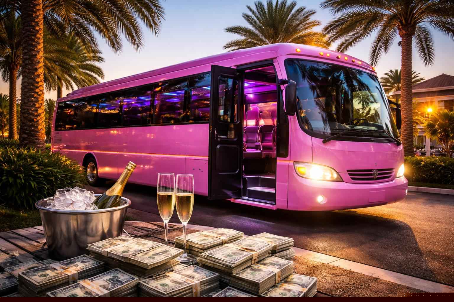 How much does pink party bus rental cost in Pembroke Pines Florida