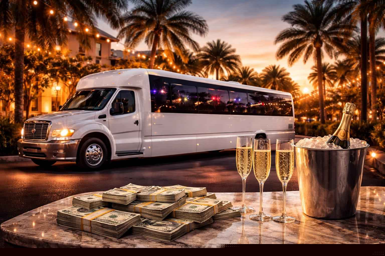 How much does white party bus rental cost in Pembroke Pines Florida?