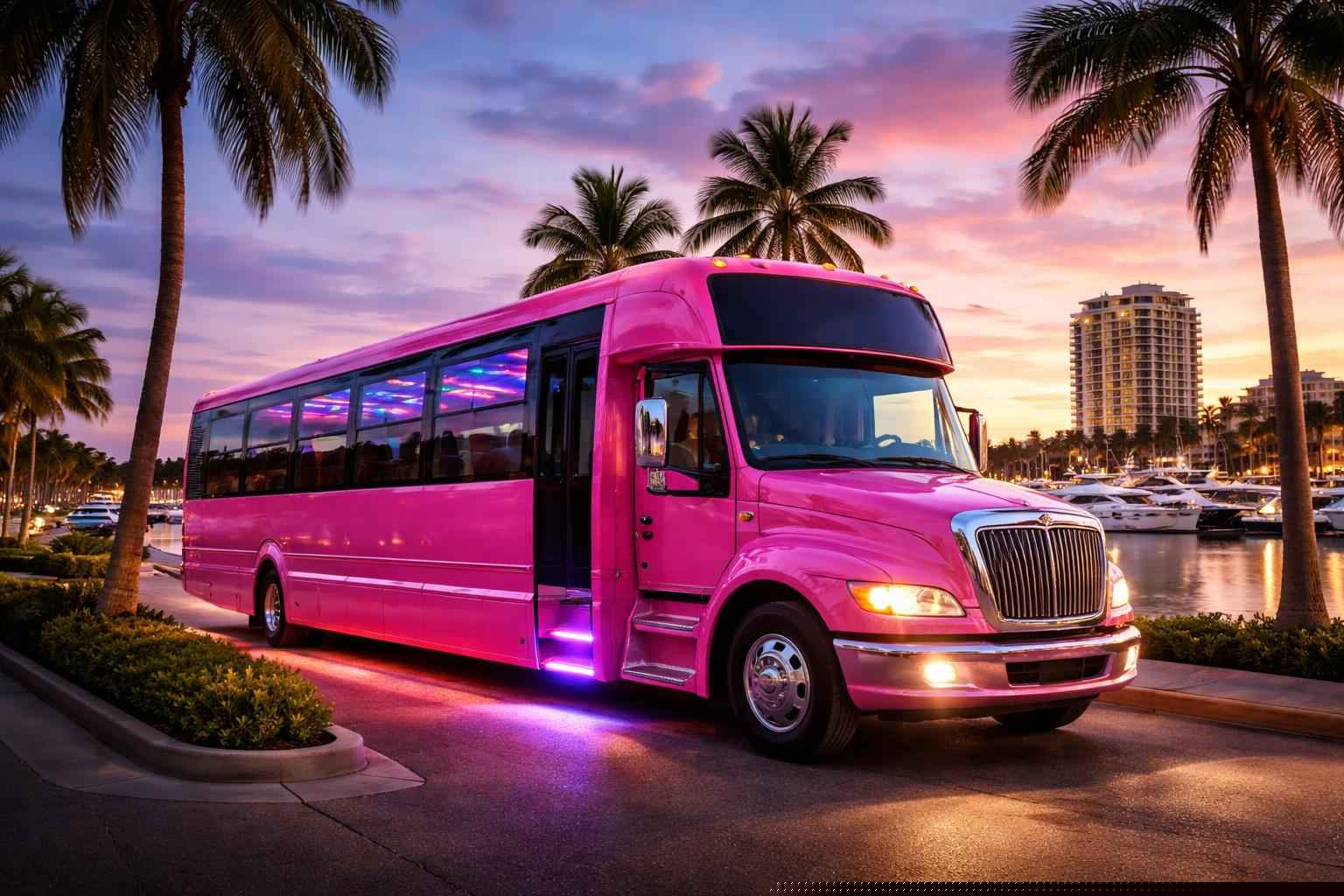 Pink Party Bus Rental Services in Fort Lauderdale Florida