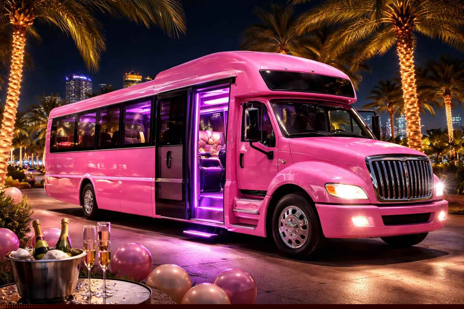 Pink Party Bus Rental Services in Hialeah Florida