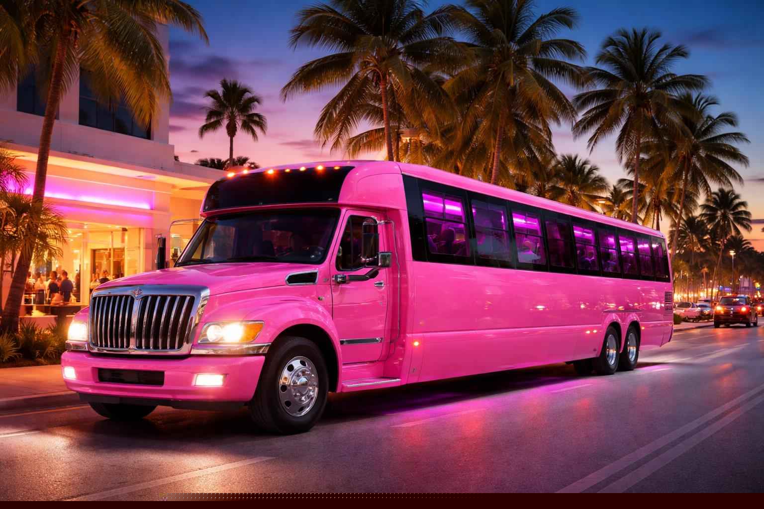 Pink Party Bus Rental Services in Hollywood Florida
