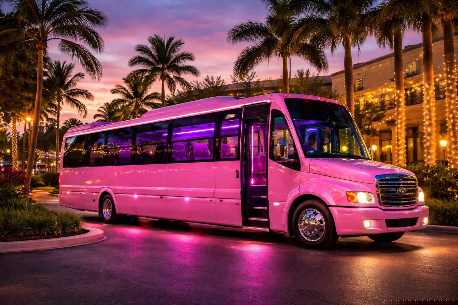 Pink Party Bus Rental Services in Pembroke Pines Florida