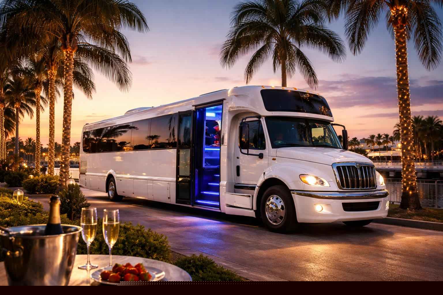 White Party Bus Rental Services in Cape Coral Florida