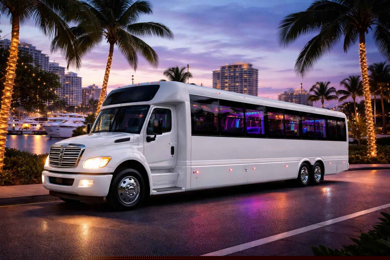 White Party Bus Rental Services in Fort Lauderdale Florida