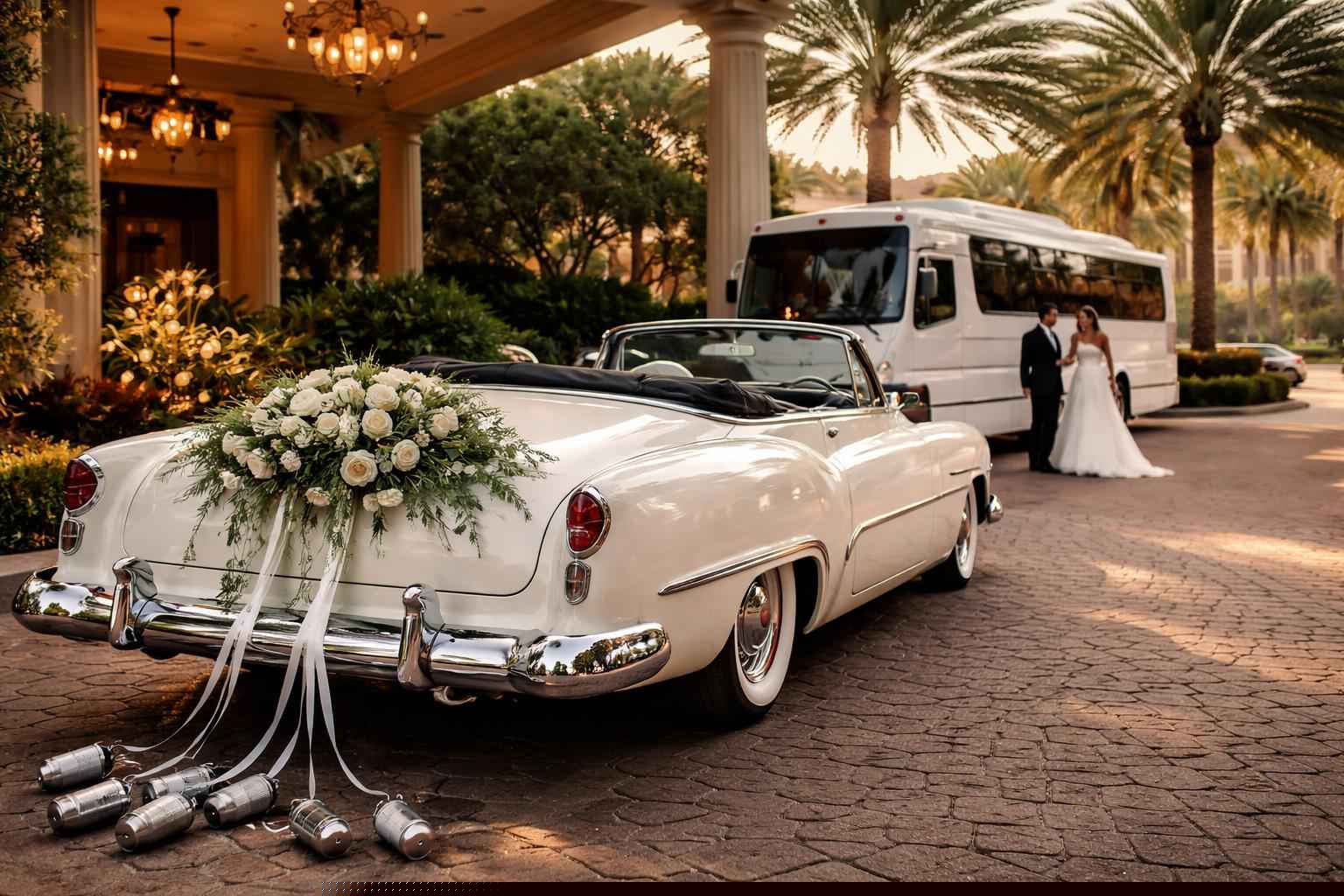 Do You Provide Wedding Day Shuttles And A Classic Vintage Getaway Car In Coral Springs Florida?