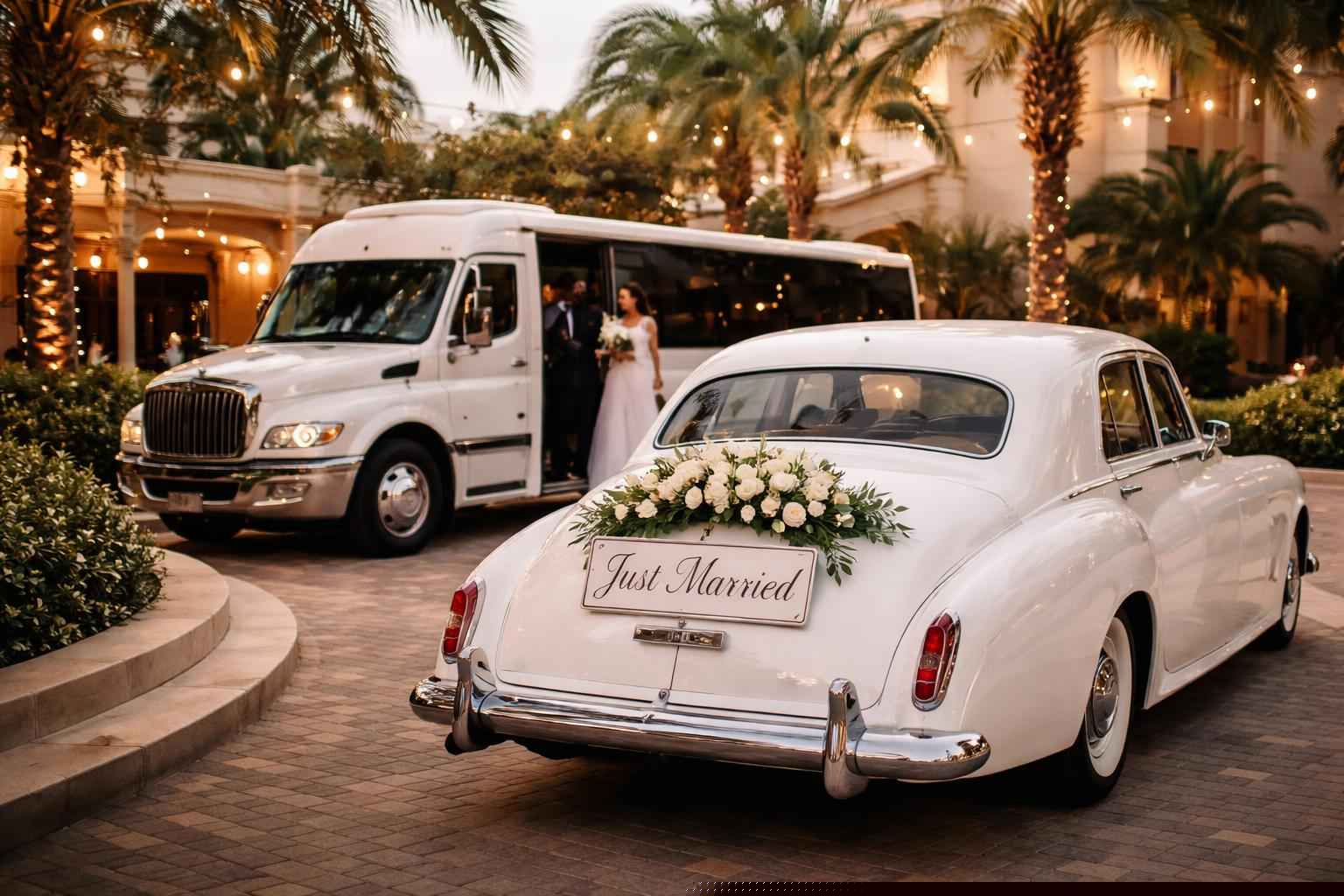 Do You Provide Wedding Day Shuttles And A Classic Vintage Getaway Car In Coral Springs Florida?