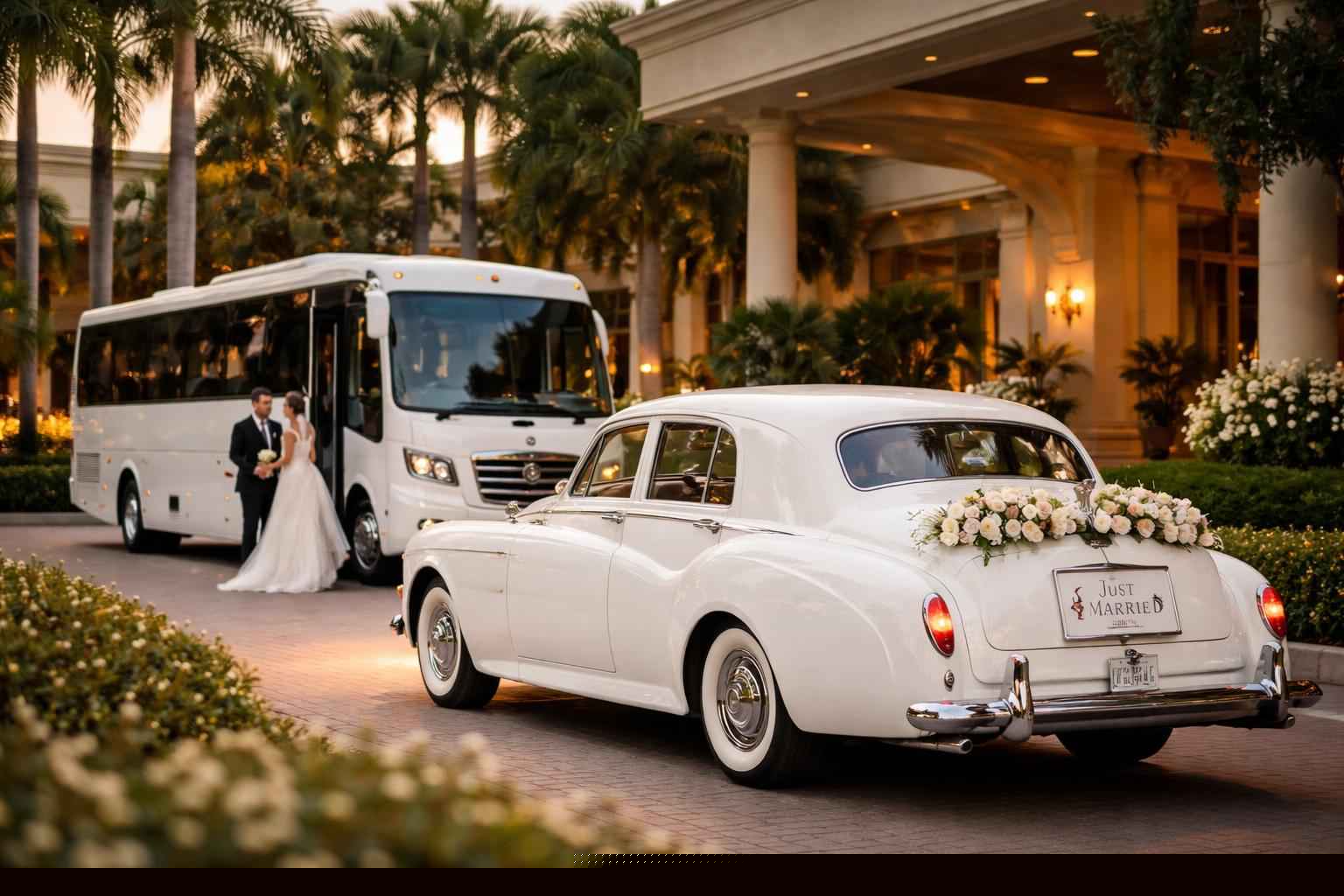 Do You Provide Wedding Day Shuttles And A Classic Vintage Getaway Car In Coral Springs Florida?