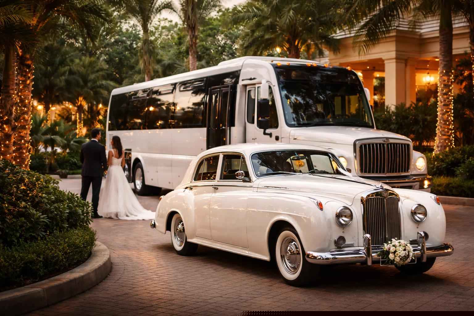 Do You Provide Wedding Day Shuttles And A Classic Vintage Getaway Car In Coral Springs Florida?